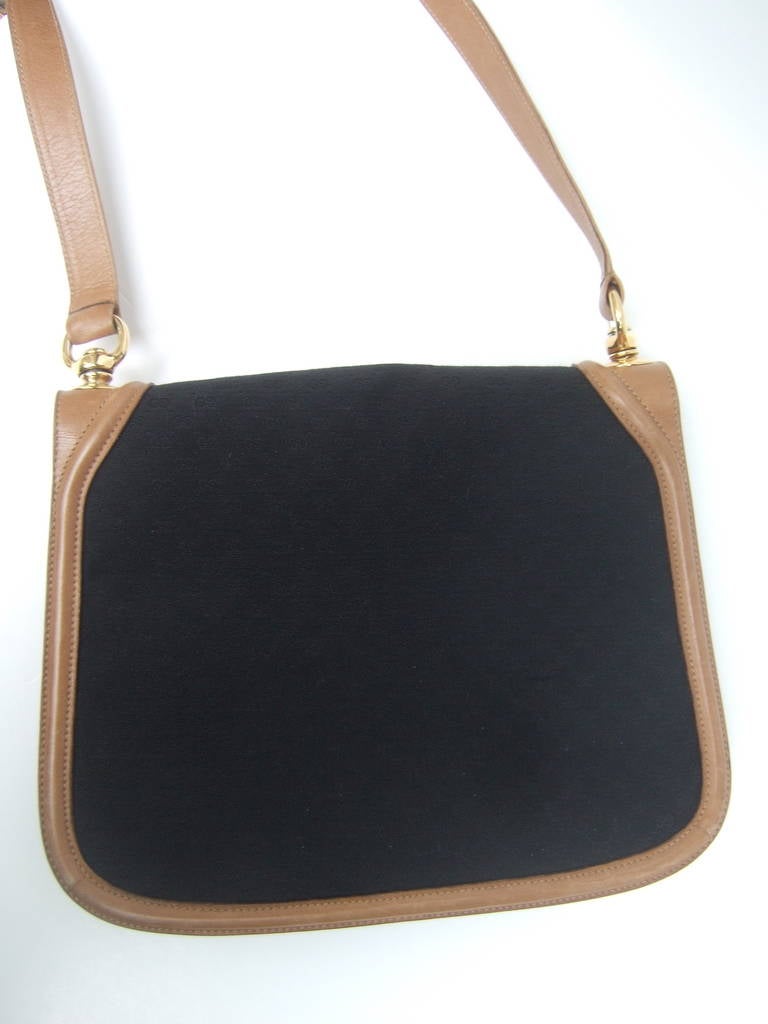 GUCCI Italy Black Canvas Blondie Shoulder Bag ca 1970 1