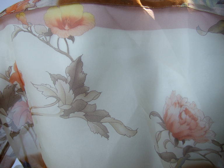 ETRO Sheer Silk Floral Print Blouse Size 44 3