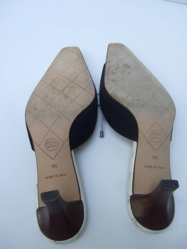 CHANEL Classic Suede & Leather Mules Made in Italy Size 35 2
