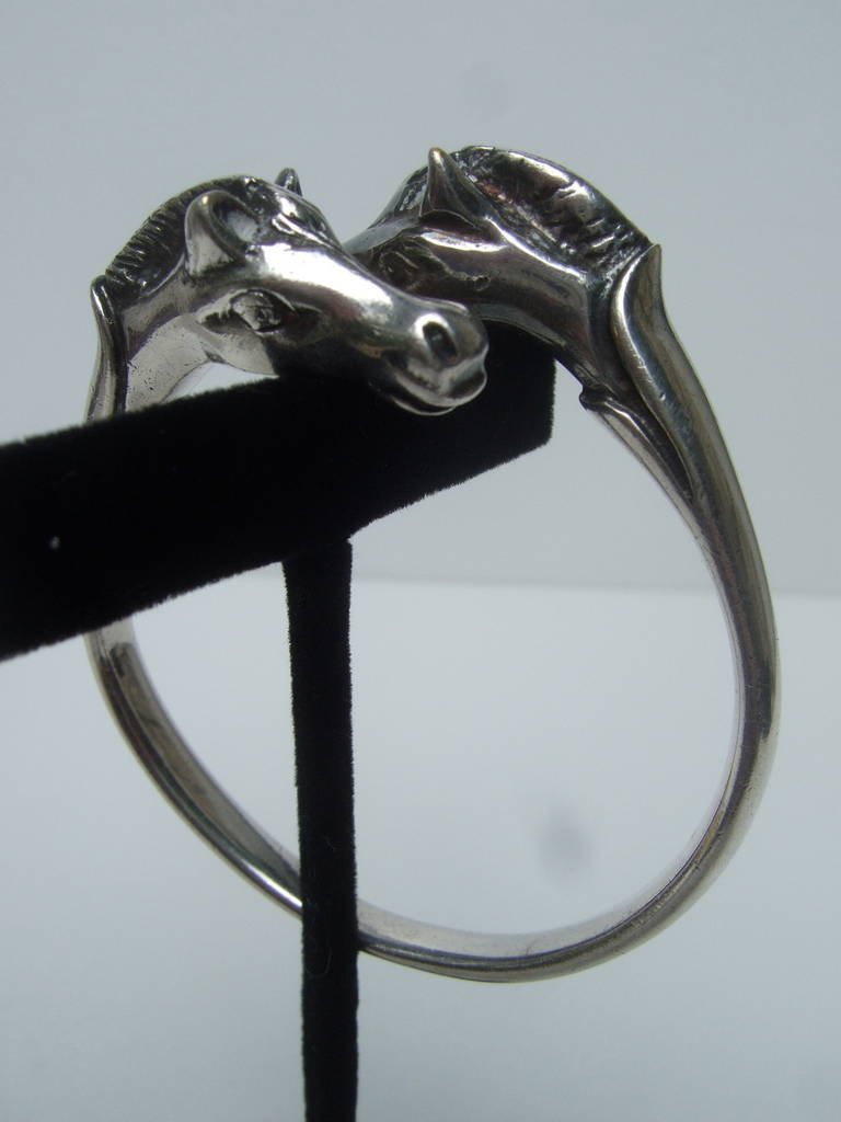 HERMES Paris Silver Metal Equestrian Bracelet c 1950 1