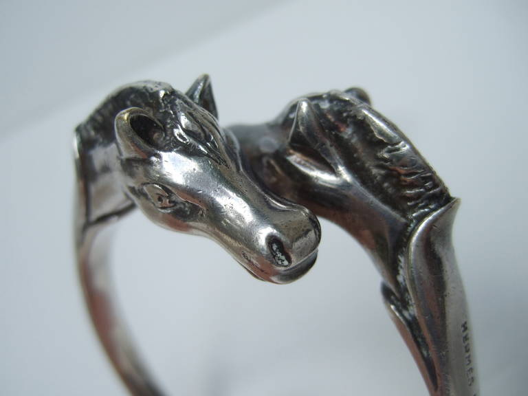 HERMES Paris Silver Metal Equestrian Bracelet c 1950 3