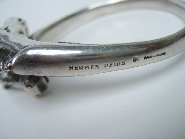 Women's HERMES Paris Silver Metal Equestrian Bracelet c 1950