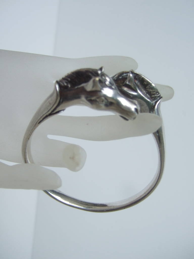 HERMES Paris Silver Metal Equestrian Bracelet c 1950 4