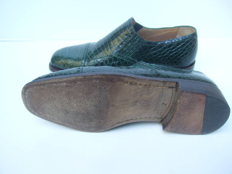 Genuine Alligator Men's Green Dress Shoes Made in Italy US Size 7 1