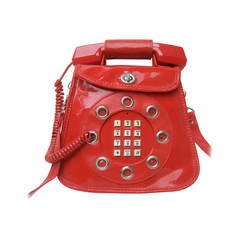 1970s Avant Garde Mod Red Vinyl Telephone Handbag
