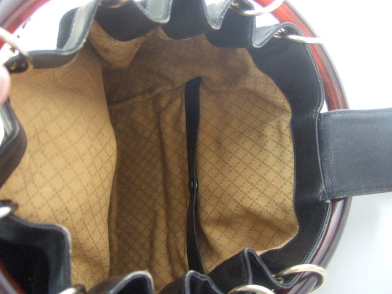 Gucci Luxurious Black Suede Lucite Handle Handbag c 1970 4