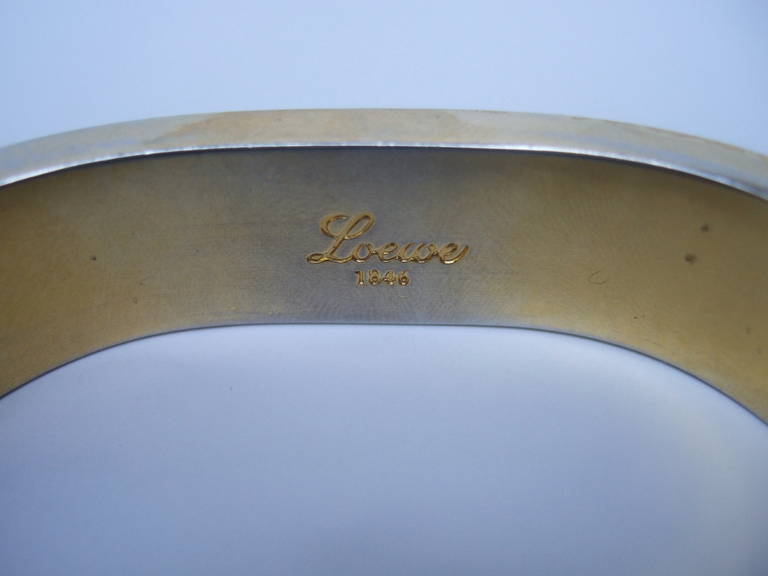 Women's Loewe Sleek Alligator Gilt Metal Cuff Bracelet ca 1970