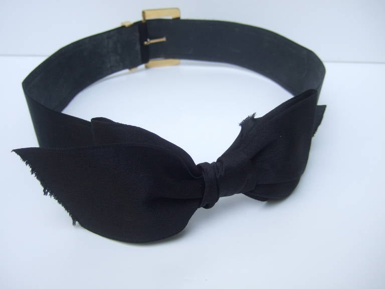 Chanel Elegant Black Satin Gilt Buckle Belt c 1990 1