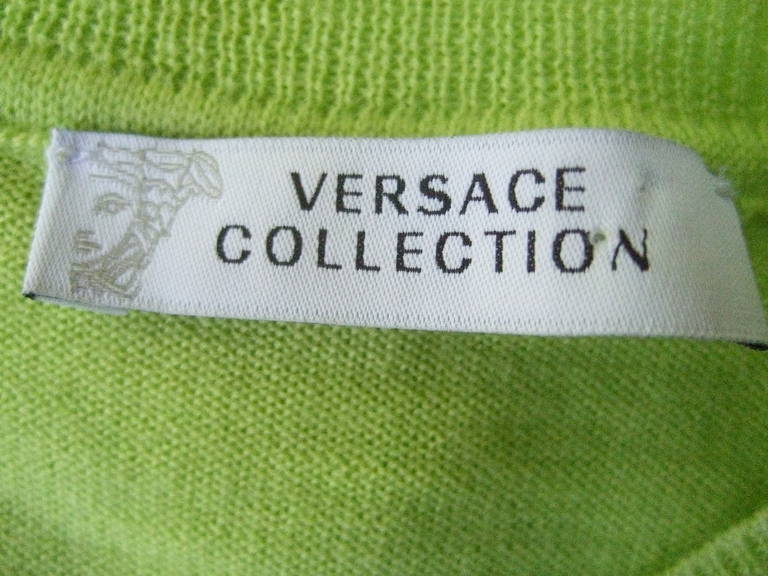 Versace Chic Silk & Wool Chartreuse Twin Set with Medusa Buttons 4