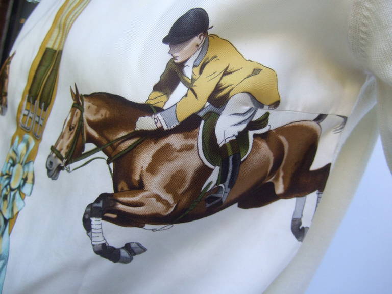 Hermes Paris Equestrian Silk & Wool Turtleneck Sweater Size 42 1