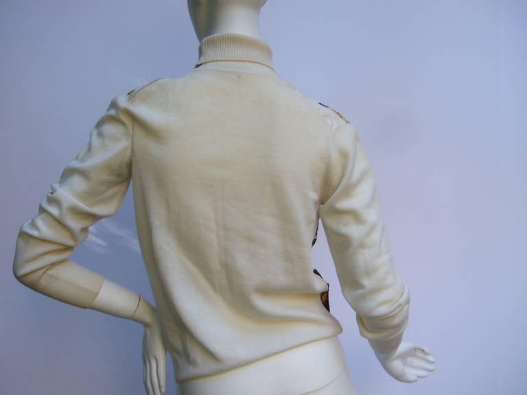 Hermes Paris Equestrian Silk & Wool Turtleneck Sweater Size 42 3