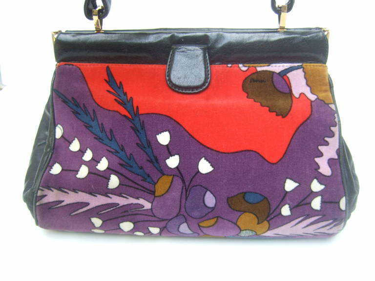 Bessi Op Art Velvet Handbag by Frank Gelleff Made in Italy c 1970