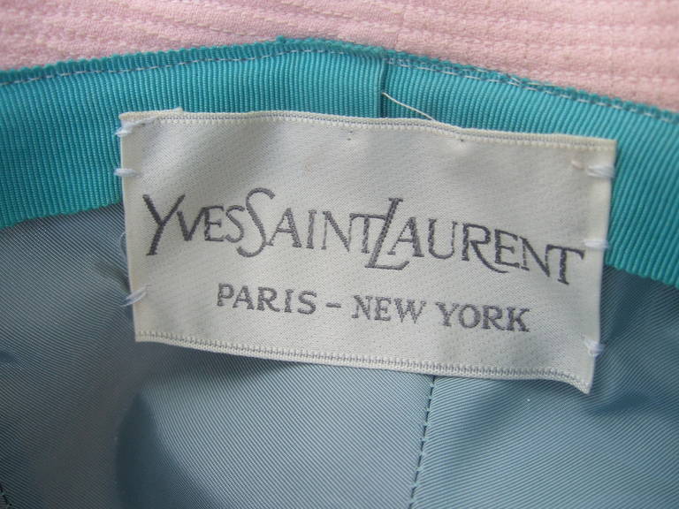 Women's Yves Saint Laurent Pale Pink Bow Trim Hat c 1970