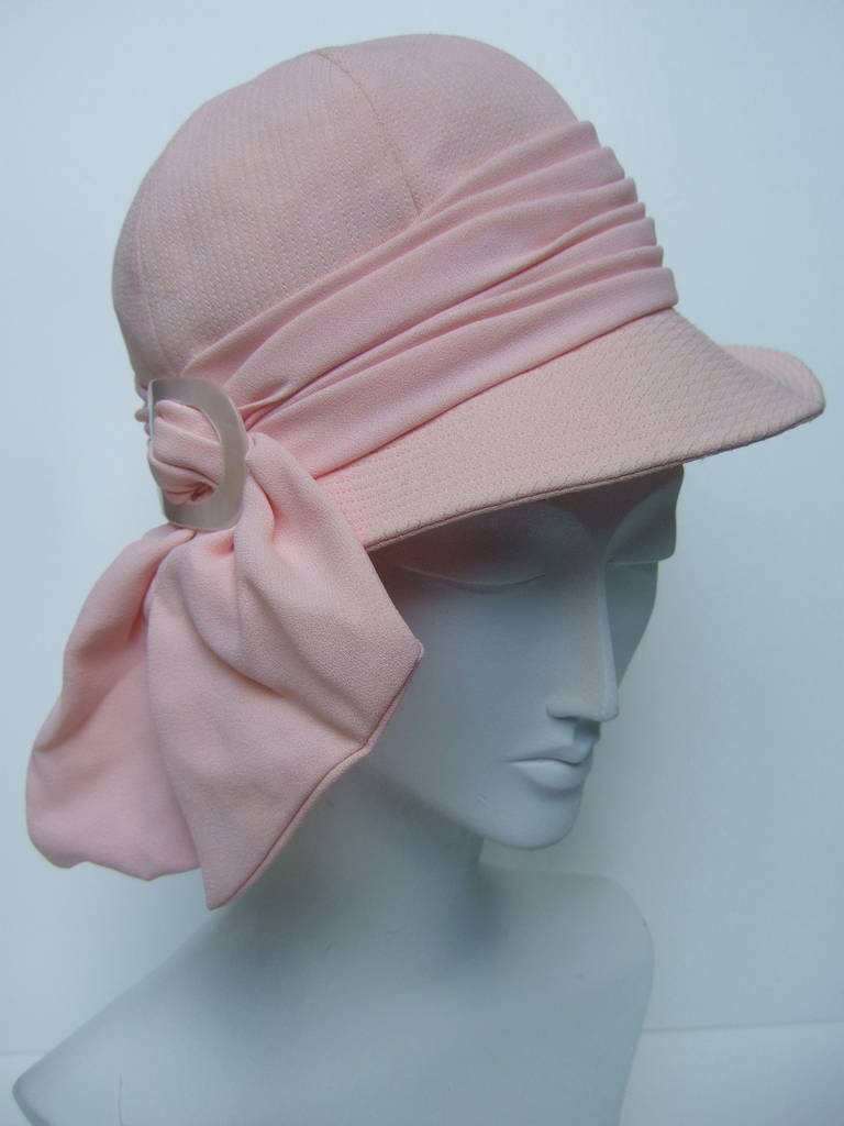 Yves Saint Laurent Pale Pink Bow Trim Hat c 1970 3