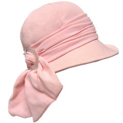 Yves Saint Laurent Pale Pink Bow Trim Hat c 1970