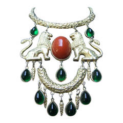 Extraordinary Massive Lion Cabochon Necklace Attributed to Donald Stannard 4