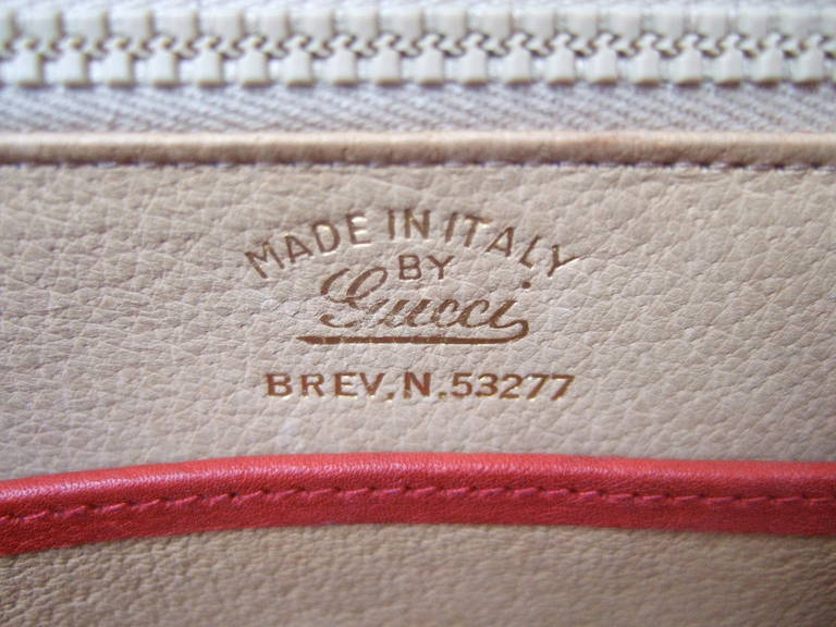 Gucci Italy Scarlet Red Suede Tiger Clasp Handbag c 1970 1