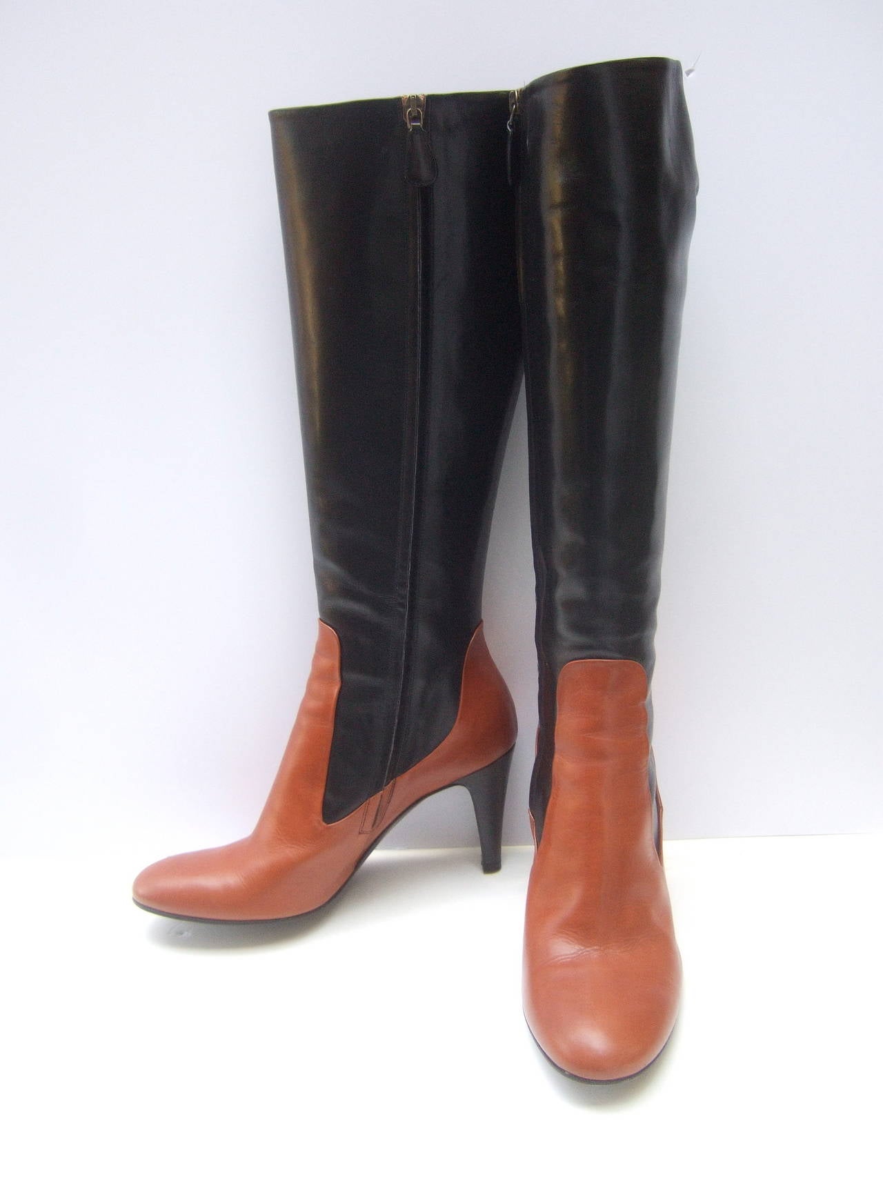 Women's Alexander McQueen Black & Brown Leather Boots Made in Italy Size 39.5
