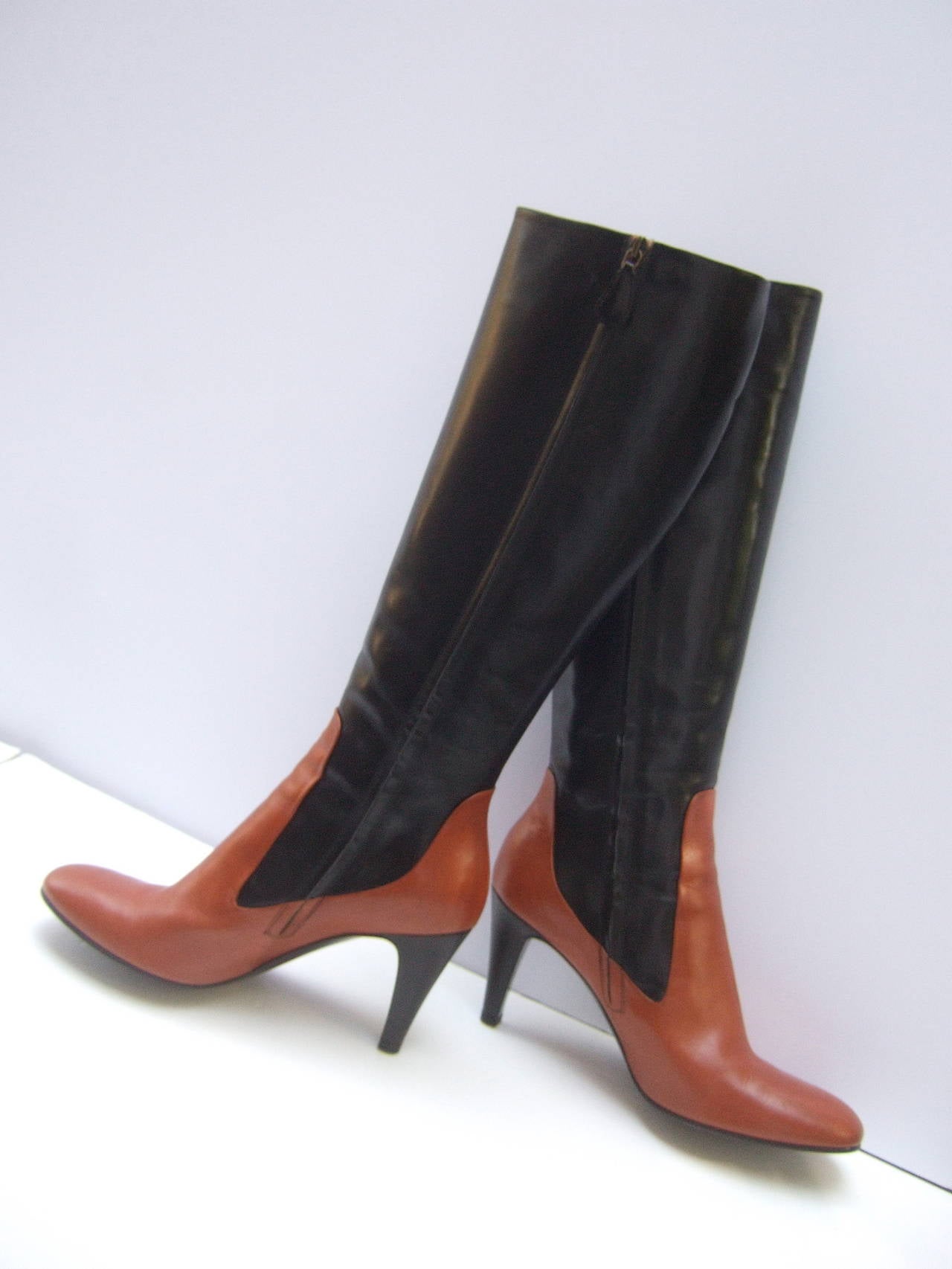 Alexander McQueen Black & Brown Leather Boots Made in Italy Size 39.5 2