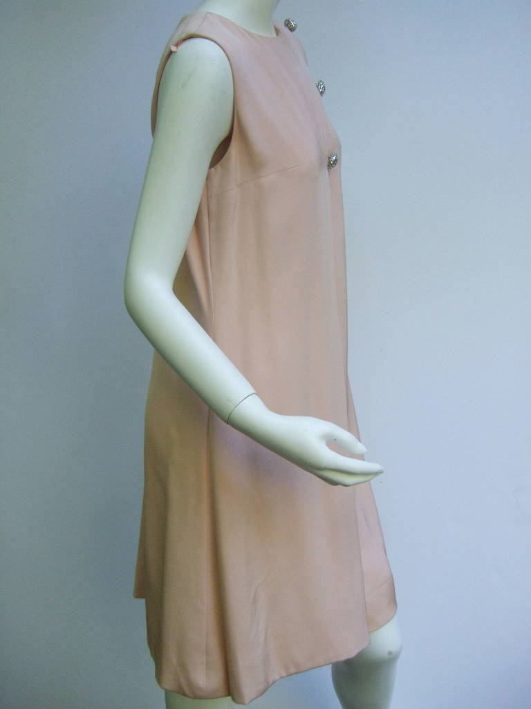 Bill Blass Blush Pink Silk Sleeveless Sheath Dress c 1970 In Good Condition In University City, MO
