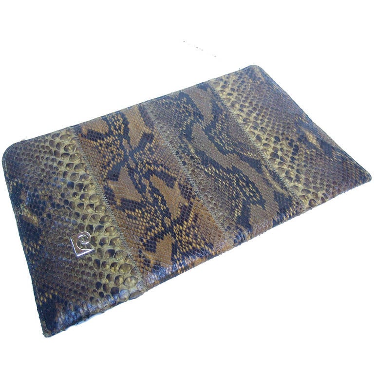 Pierre Cardin Sleek Python Versatile Clutch Bag c 1970 For Sale