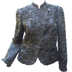 Armani Stunning Pewter Satin Ribbon Evening Jacket Size 8