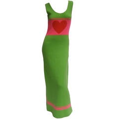 1970s Mod Op Art Poly Knit Sleeveless Gown
