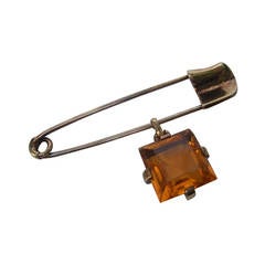 Trifari Art Deco Safety Pin Brooch c 1950 1