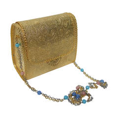 Saks Fifth Avenue Gilt Metal Evening Bag Made in Italy c 1970