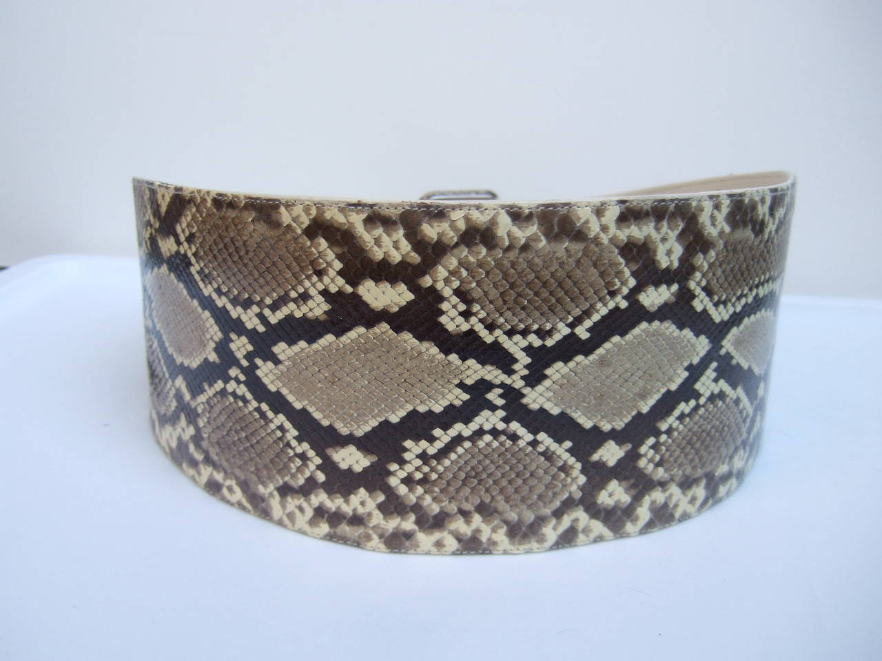 Exotic Python Wide Cummerbund Style Belt In Excellent Condition In University City, MO