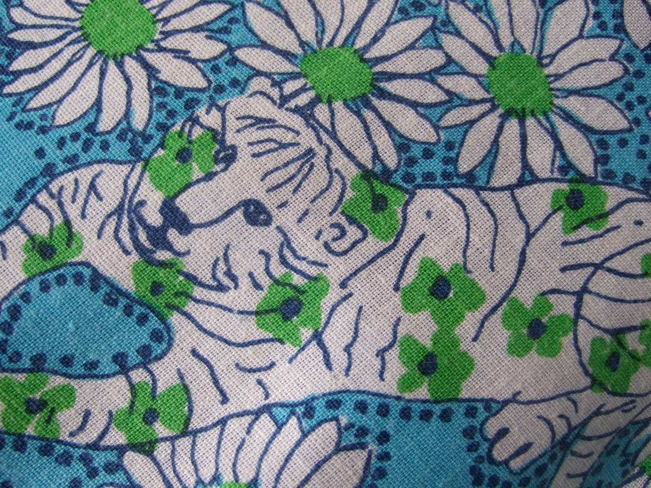 LILLY PULITZER Men's whimsical jungle print resort style jacket c 1970s
The unique summer jacket is designed with a bold print of exotic animals exploring thru a vibrant field of tropical flowers

The menagerie of animals includes lions, tigers,