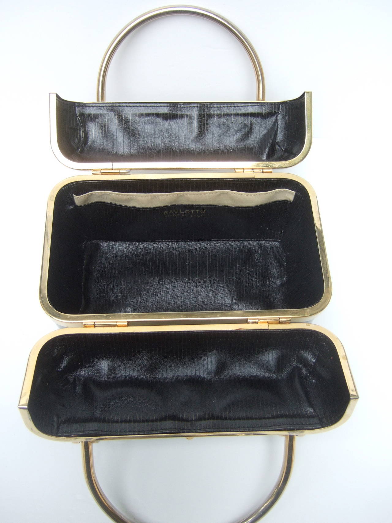 Sleek 1970s Italian Ebony Lucite Handbag Designed by Baulotto 1