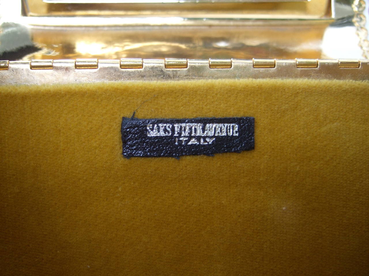 Saks Fifth Avenue Gilt Metal Evening Bag Made in Italy c 1970 2