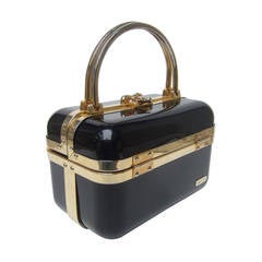 Sleek 1970s Italian Ebony Lucite Handbag Designed by Baulotto