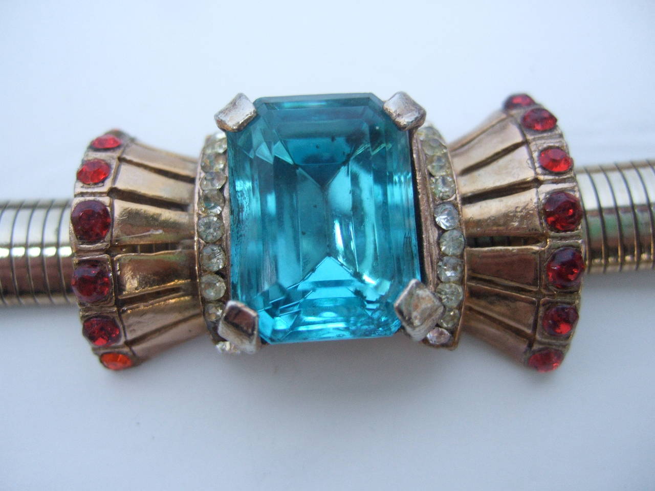 Women's Art Deco 1940s Aquamarine Crystal Necklace & Bracelet