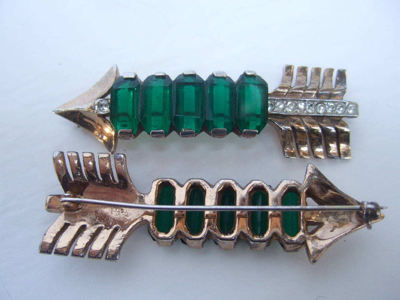 Art Deco Sterling Arrow Brooches c 1940 1