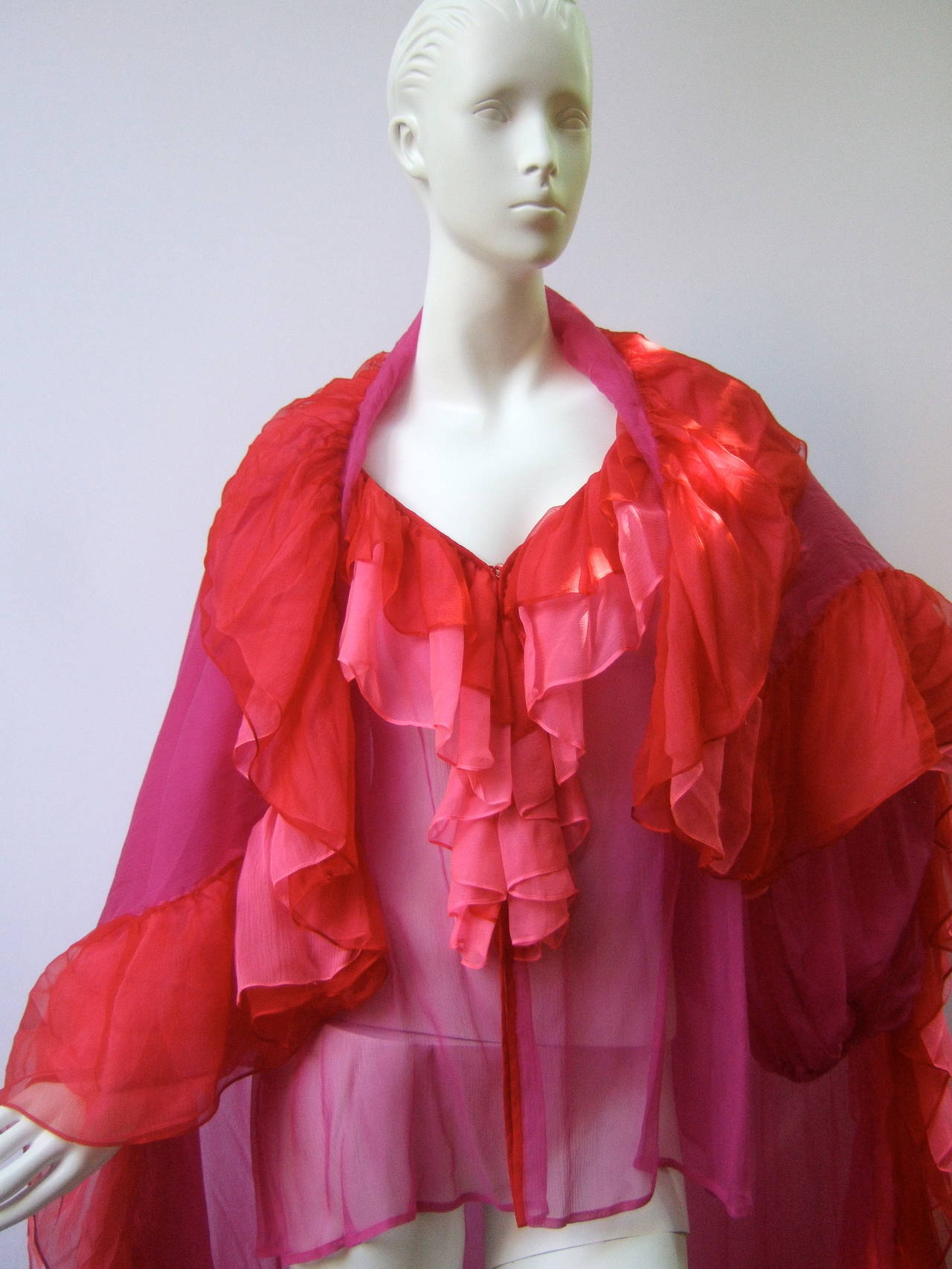 Yves Saint Laurent Rive Gauche Silk Duster & Blouse Ensemble c 1970 4