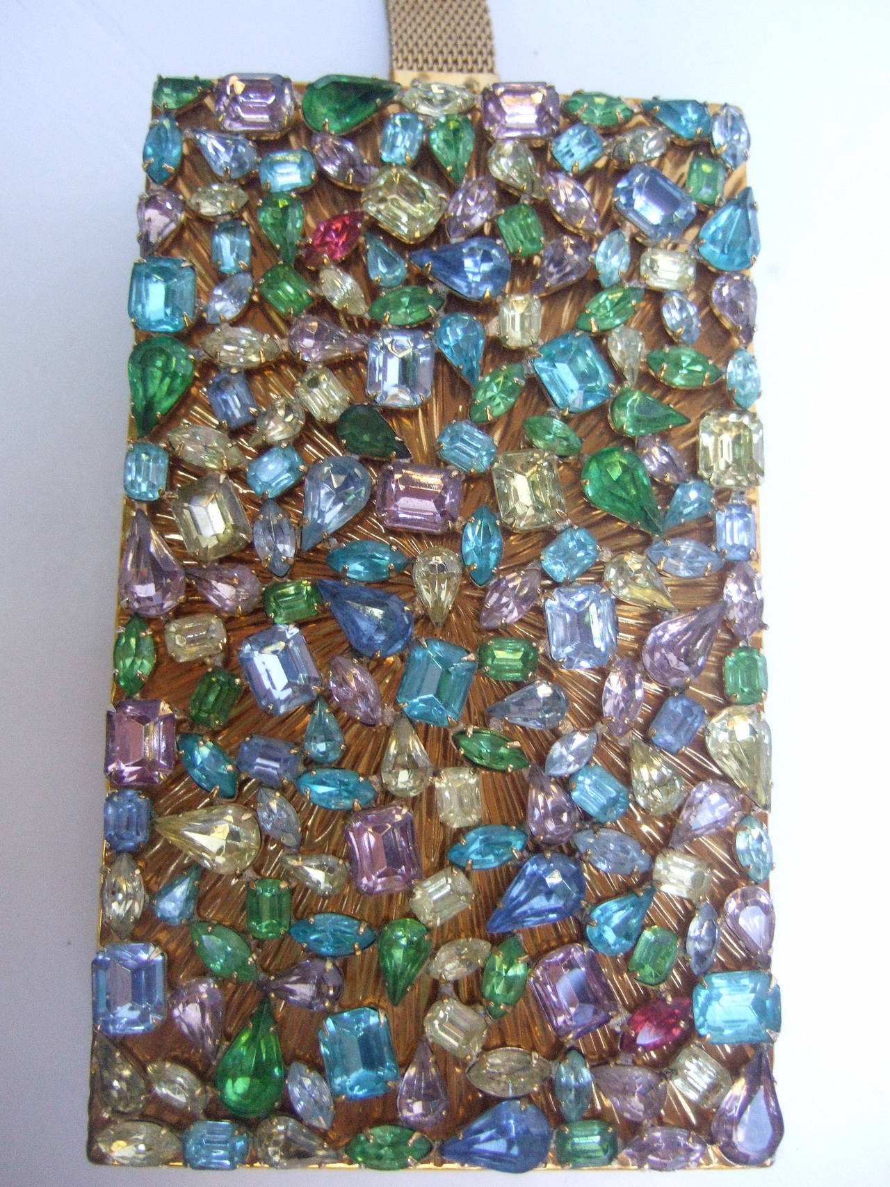 Evans Crystal Encrusted Evening Bag Cigarette Case Compact c 1960 2