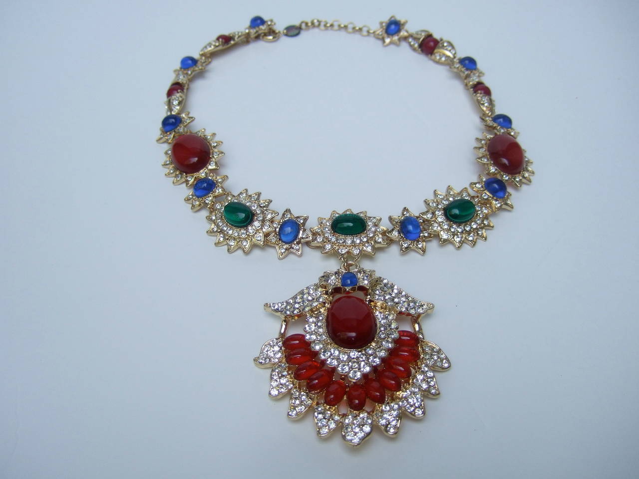 Stunning Jeweled Cabochon & Crystal Necklace 3