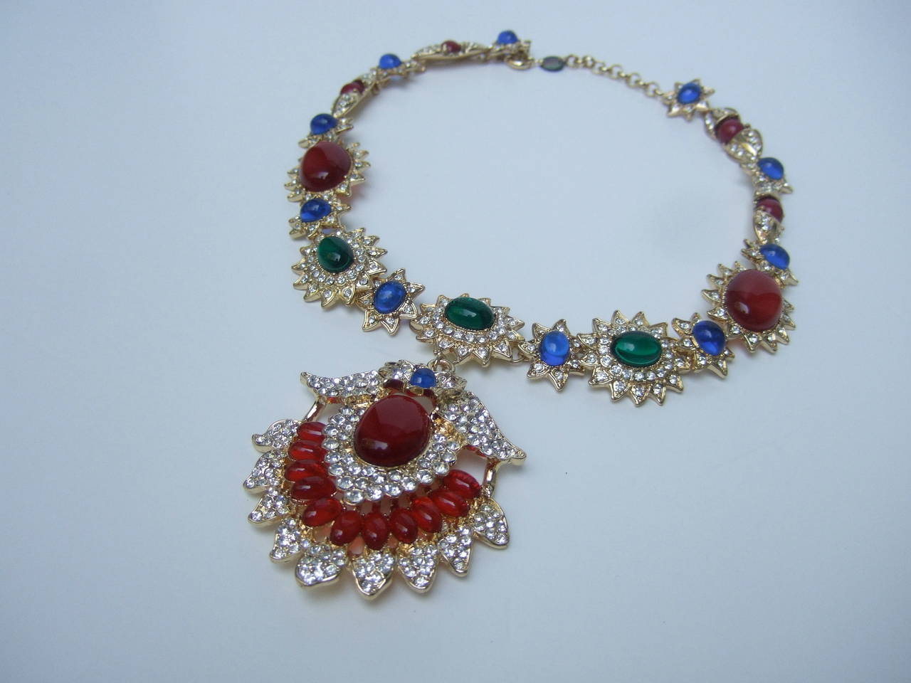 Women's Stunning Jeweled Cabochon & Crystal Necklace