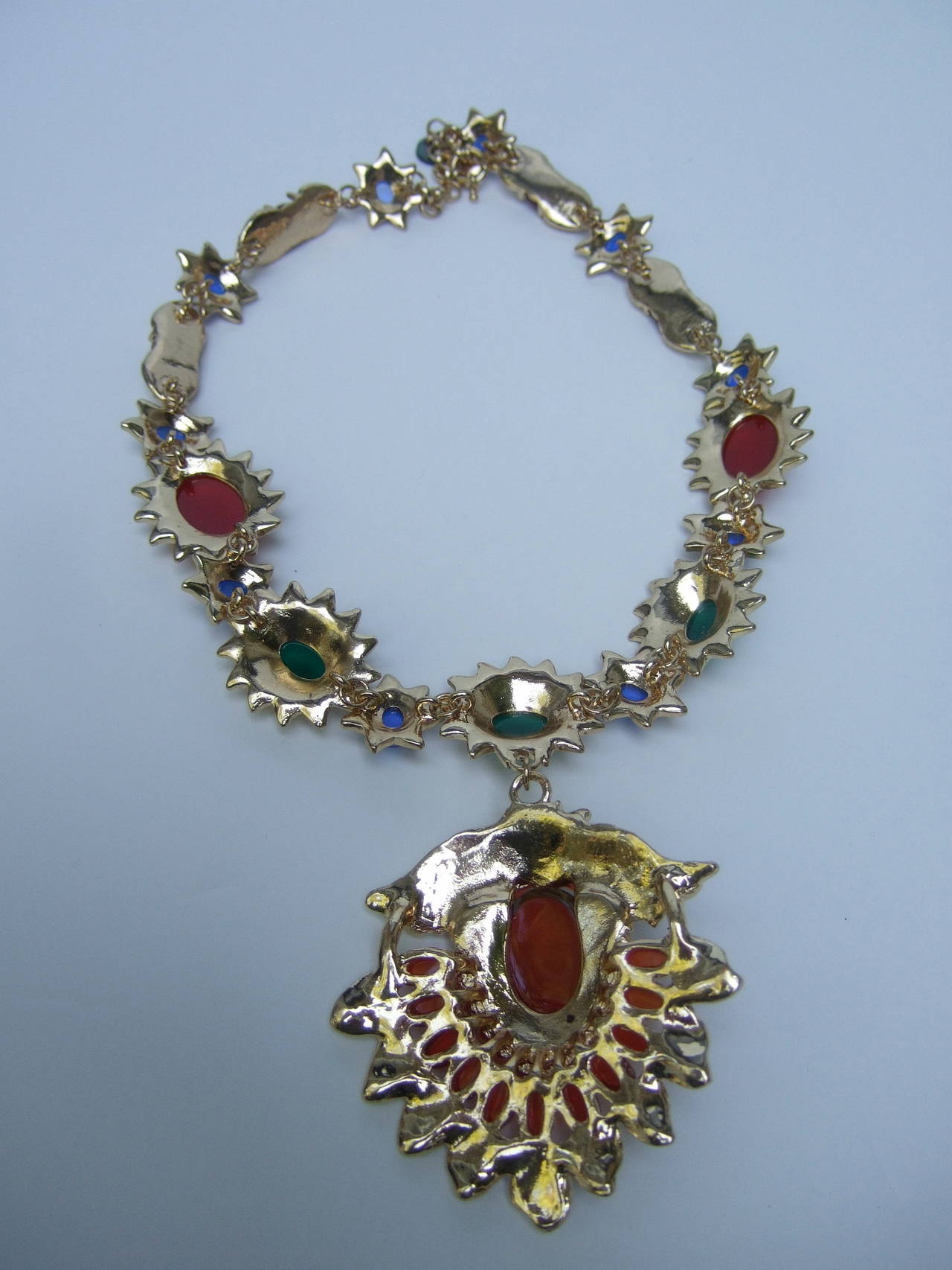 Stunning Jeweled Cabochon & Crystal Necklace 6