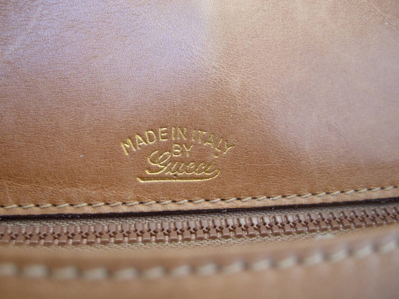 Gucci Caramel Brown Leather Horse Bit Shoulder Bag c 1970s 2