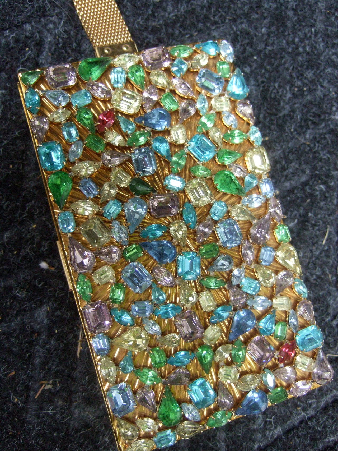 Evans Crystal Encrusted Evening Bag Cigarette Case Compact c 1960 1