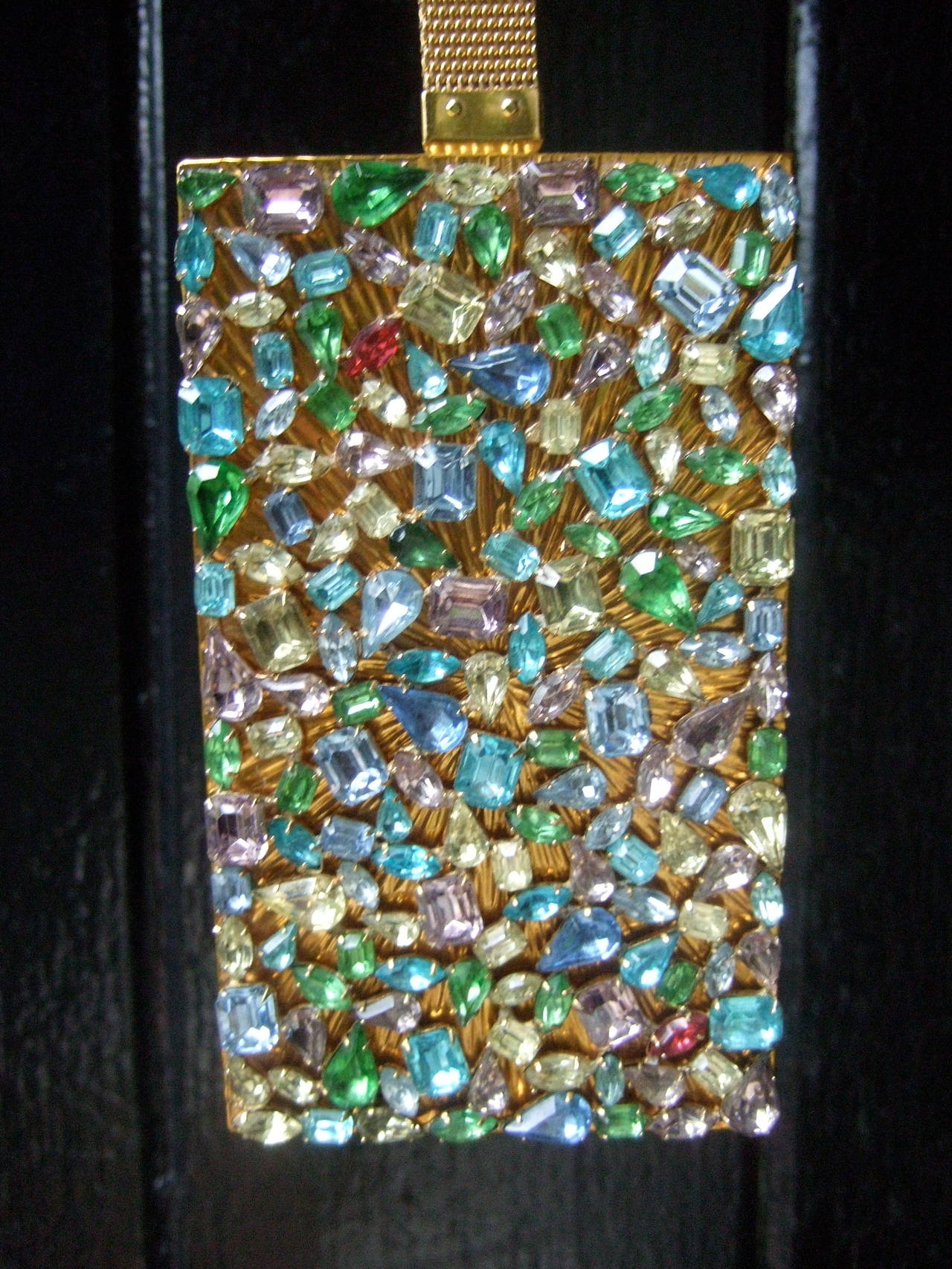 Evans Crystal Encrusted Evening Bag Cigarette Case Compact c 1960 In Excellent Condition In University City, MO