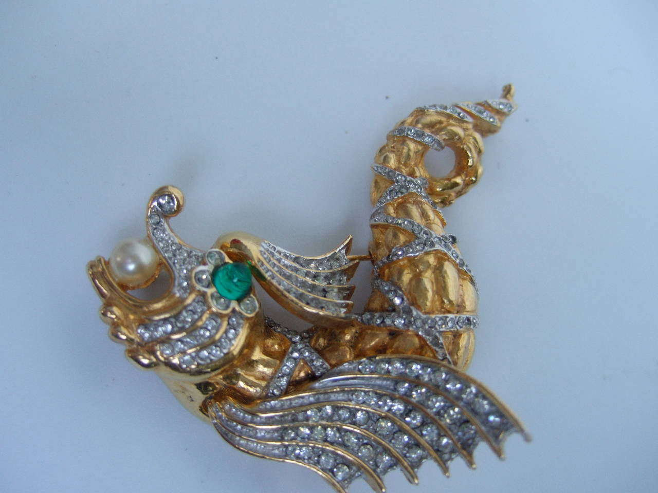 Ken Lane Exotic Jeweled Crystal Fish Brooch In Excellent Condition In University City, MO