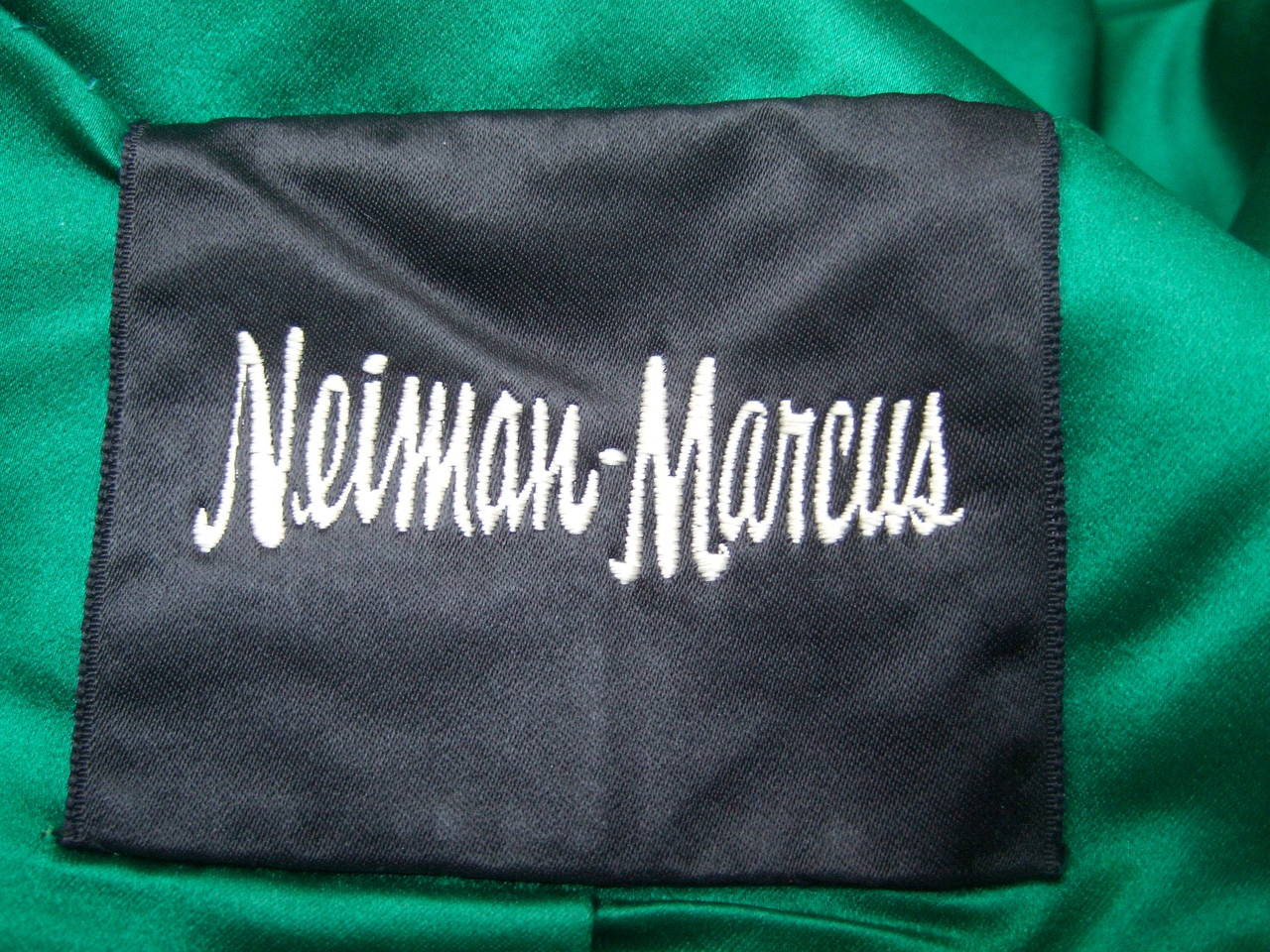 Women's Neiman Marcus Emerald Green Duchess Satin Evening Coat c 1960