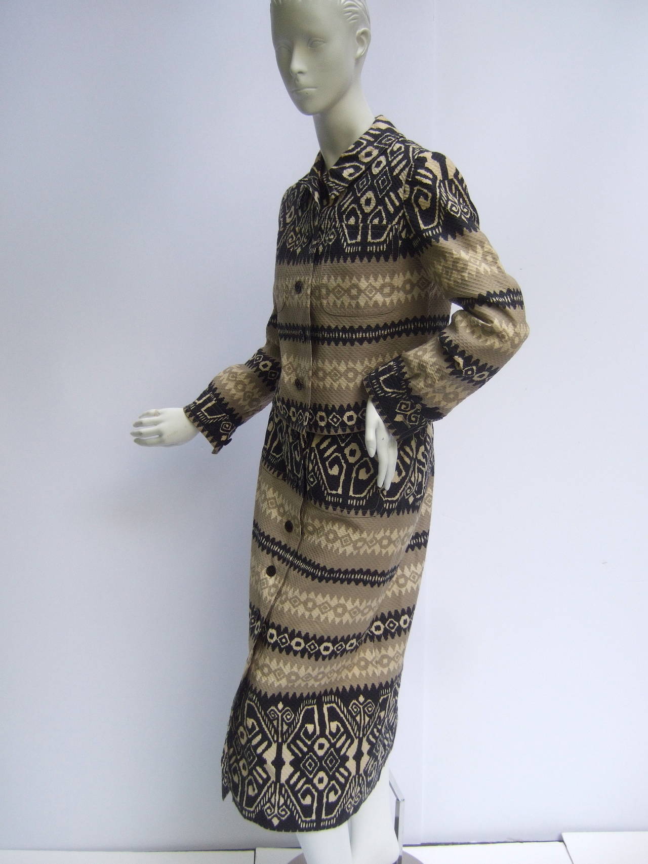 Lanvin Chic Cotton Print Skirt Suit c 1970 For Sale 1