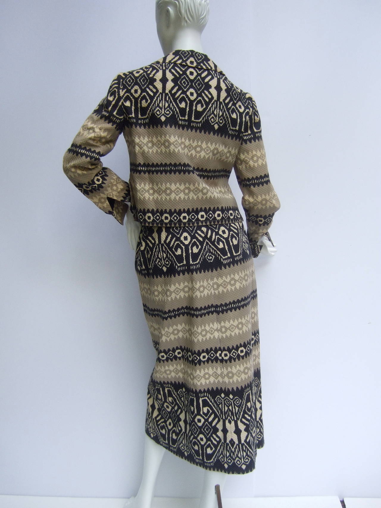 Lanvin Chic Cotton Print Skirt Suit c 1970 For Sale 2