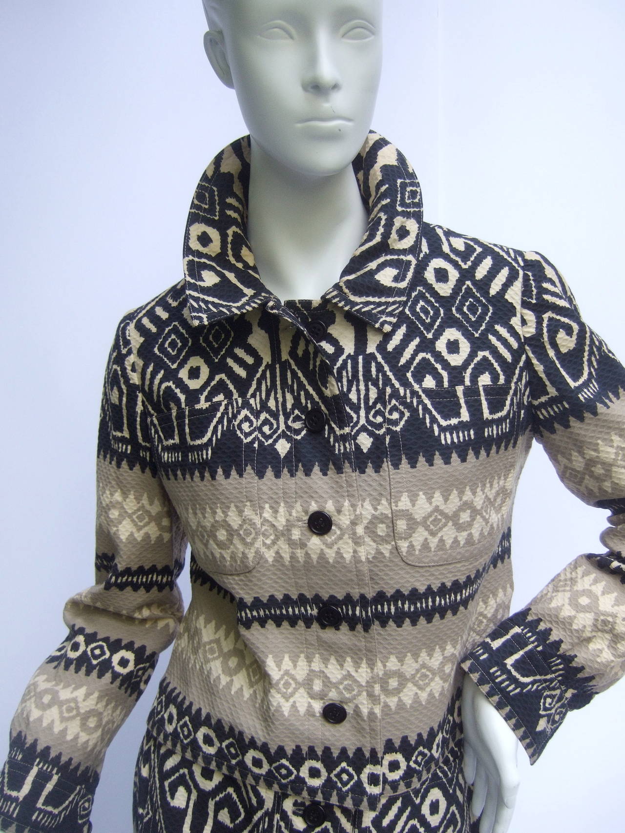 Lanvin Chic Cotton Print Skirt Suit c 1970 For Sale 3