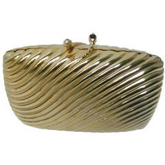 Saks Fifth Avenue Opulent Gilt Metal Serpent Evening Bag Made in Italy